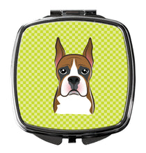 Load image into Gallery viewer, Checkerboard Lime Green Boxer Compact Mirror – Stylish Purse Mirror with Artistic Covers BB1285SCM