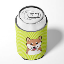 Load image into Gallery viewer, Checkerboard Lime Green Shiba Inu Can or Bottle Hugger BB1287CC