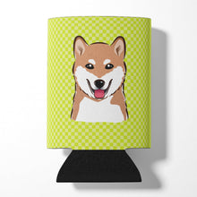 Load image into Gallery viewer, Checkerboard Lime Green Shiba Inu Can or Bottle Hugger BB1287CC