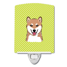 Load image into Gallery viewer, Checkerboard Lime Green Shiba Inu Ceramic Night Light BB1287CNL