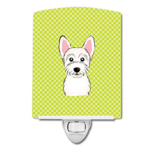 Load image into Gallery viewer, Checkerboard Lime Green Westie Ceramic Night Light BB1288CNL