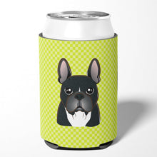 Load image into Gallery viewer, Checkerboard Lime Green French Bulldog Can or Bottle Hugger BB1289CC