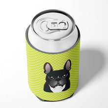 Load image into Gallery viewer, Checkerboard Lime Green French Bulldog Can or Bottle Hugger BB1289CC