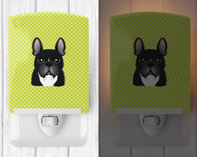 Load image into Gallery viewer, Checkerboard Lime Green French Bulldog Ceramic Night Light BB1289CNL