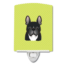 Load image into Gallery viewer, Checkerboard Lime Green French Bulldog Ceramic Night Light BB1289CNL