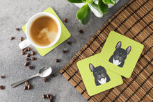 Load image into Gallery viewer, Checkerboard Lime Green French Bulldog Coasters - Set of 4 Lightweight Foam, Absorbent Drink Coasters BB1289FC