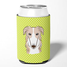 Load image into Gallery viewer, Checkerboard Lime Green Borzoi Can or Bottle Hugger BB1290CC