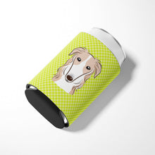 Load image into Gallery viewer, Checkerboard Lime Green Borzoi Can or Bottle Hugger BB1290CC
