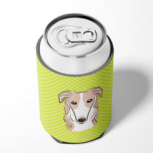 Load image into Gallery viewer, Checkerboard Lime Green Borzoi Can or Bottle Hugger BB1290CC