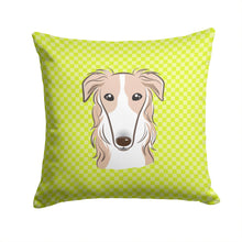 Load image into Gallery viewer, Checkerboard Lime Green Borzoi Canvas Throw Pillow - 14x14 Decorative Pillow – Art for Your Home &amp; Patio BB1290PW1414
