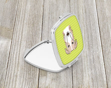 Load image into Gallery viewer, Checkerboard Lime Green Borzoi Compact Mirror – Stylish Purse Mirror with Artistic Covers BB1290SCM