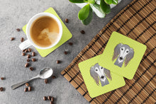 Load image into Gallery viewer, Checkerboard Lime Green Saluki Coasters - Set of 4 Lightweight Foam, Absorbent Drink Coasters BB1291FC