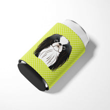 Load image into Gallery viewer, Checkerboard Lime Green Japanese Chin Can or Bottle Hugger BB1292CC