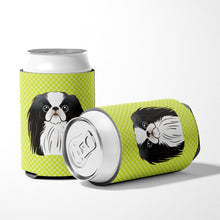 Load image into Gallery viewer, Checkerboard Lime Green Japanese Chin Can or Bottle Hugger BB1292CC