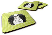 Load image into Gallery viewer, Checkerboard Lime Green Japanese Chin Coasters - Set of 4 Lightweight Foam, Absorbent Drink Coasters BB1292FC