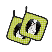 Load image into Gallery viewer, Checkerboard Lime Green Japanese Chin Pot Holders - Set of 2 - Heat-Resistant Kitchen Essentials BB1292PTHD