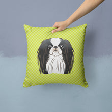 Load image into Gallery viewer, Checkerboard Lime Green Japanese Chin Canvas Throw Pillow - 14x14 Decorative Pillow – Art for Your Home &amp; Patio BB1292PW1414