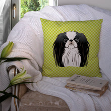 Load image into Gallery viewer, Checkerboard Lime Green Japanese Chin Canvas Throw Pillow - 14x14 Decorative Pillow – Art for Your Home &amp; Patio BB1292PW1414
