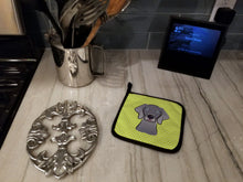 Load image into Gallery viewer, Checkerboard Lime Green Weimaraner Pot Holders - Set of 2 - Heat-Resistant Kitchen Essentials BB1293PTHD