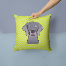 Load image into Gallery viewer, Checkerboard Lime Green Weimaraner Canvas Throw Pillow - 14x14 Decorative Pillow – Art for Your Home &amp; Patio BB1293PW1414