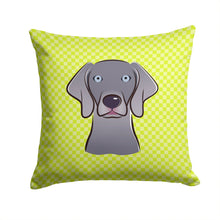 Load image into Gallery viewer, Checkerboard Lime Green Weimaraner Canvas Throw Pillow - 14x14 Decorative Pillow – Art for Your Home &amp; Patio BB1293PW1414