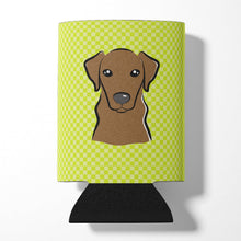Load image into Gallery viewer, Checkerboard Lime Green Chocolate Labrador Can or Bottle Hugger BB1296CC
