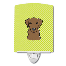 Load image into Gallery viewer, Checkerboard Lime Green Chocolate Labrador Ceramic Night Light BB1296CNL