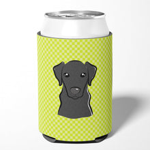 Load image into Gallery viewer, Checkerboard Lime Green Black Labrador Can or Bottle Hugger BB1297CC