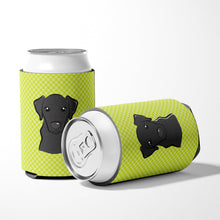 Load image into Gallery viewer, Checkerboard Lime Green Black Labrador Can or Bottle Hugger BB1297CC