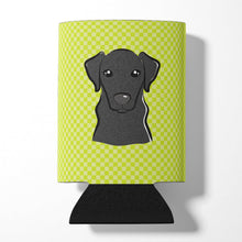 Load image into Gallery viewer, Checkerboard Lime Green Black Labrador Can or Bottle Hugger BB1297CC