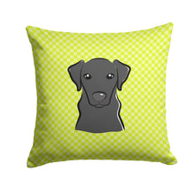 Load image into Gallery viewer, Checkerboard Lime Green Black Labrador Canvas Throw Pillow - 14x14 Decorative Pillow – Art for Your Home &amp; Patio BB1297PW1414