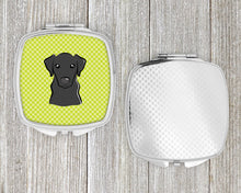 Load image into Gallery viewer, Checkerboard Lime Green Black Labrador Compact Mirror – Stylish Purse Mirror with Artistic Covers BB1297SCM