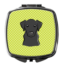 Load image into Gallery viewer, Checkerboard Lime Green Black Labrador Compact Mirror – Stylish Purse Mirror with Artistic Covers BB1297SCM