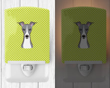 Load image into Gallery viewer, Checkerboard Lime Green Italian Greyhound Ceramic Night Light BB1298CNL