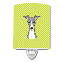 Load image into Gallery viewer, Checkerboard Lime Green Italian Greyhound Ceramic Night Light BB1298CNL