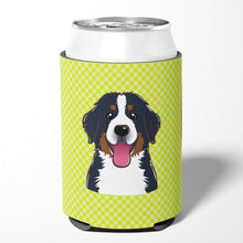 Load image into Gallery viewer, Checkerboard Lime Green Bernese Mountain Dog Can or Bottle Hugger BB1299CC