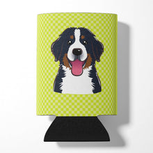 Load image into Gallery viewer, Checkerboard Lime Green Bernese Mountain Dog Can or Bottle Hugger BB1299CC