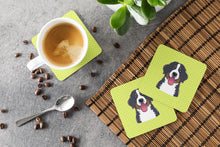 Load image into Gallery viewer, Checkerboard Lime Green Bernese Mountain Dog Coasters - Set of 4 Lightweight Foam, Absorbent Drink Coasters BB1299FC