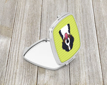 Load image into Gallery viewer, Checkerboard Lime Green Bernese Mountain Dog Compact Mirror – Stylish Purse Mirror with Artistic Covers BB1299SCM