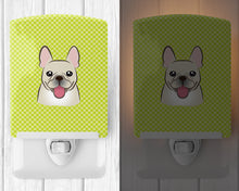 Load image into Gallery viewer, Checkerboard Lime Green French Bulldog Ceramic Night Light BB1300CNL