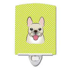 Load image into Gallery viewer, Checkerboard Lime Green French Bulldog Ceramic Night Light BB1300CNL