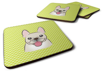 Load image into Gallery viewer, Checkerboard Lime Green French Bulldog Coasters - Set of 4 Lightweight Foam, Absorbent Drink Coasters BB1300FC