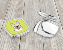 Load image into Gallery viewer, Checkerboard Lime Green French Bulldog Compact Mirror – Stylish Purse Mirror with Artistic Covers BB1300SCM
