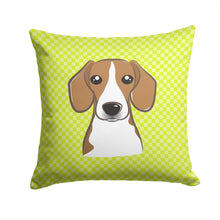 Load image into Gallery viewer, Checkerboard Lime Green Beagle Canvas Throw Pillow - 14x14 Decorative Pillow – Art for Your Home &amp; Patio BB1301PW1414