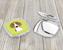 Load image into Gallery viewer, Checkerboard Lime Green Beagle Compact Mirror – Stylish Purse Mirror with Artistic Covers BB1301SCM