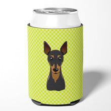 Load image into Gallery viewer, Checkerboard Lime Green Min Pin Can or Bottle Hugger BB1302CC