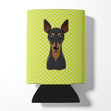 Load image into Gallery viewer, Checkerboard Lime Green Min Pin Can or Bottle Hugger BB1302CC