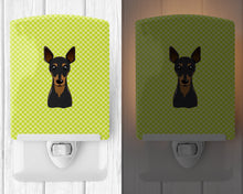 Load image into Gallery viewer, Checkerboard Lime Green Min Pin Ceramic Night Light BB1302CNL