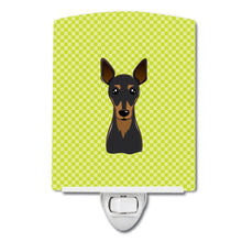 Load image into Gallery viewer, Checkerboard Lime Green Min Pin Ceramic Night Light BB1302CNL