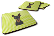 Load image into Gallery viewer, Checkerboard Lime Green Min Pin Coasters - Set of 4 Lightweight Foam, Absorbent Drink Coasters BB1302FC